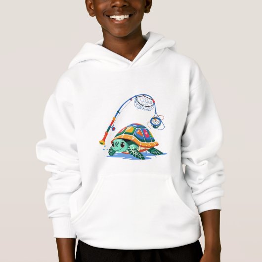 Fishing Turtle Fun – Kids’ Hoodie (正面)