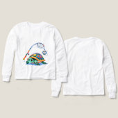 Fishing Turtle Fun – Kids’ Long Sleeve Tee (デザイン 正面＆背面)