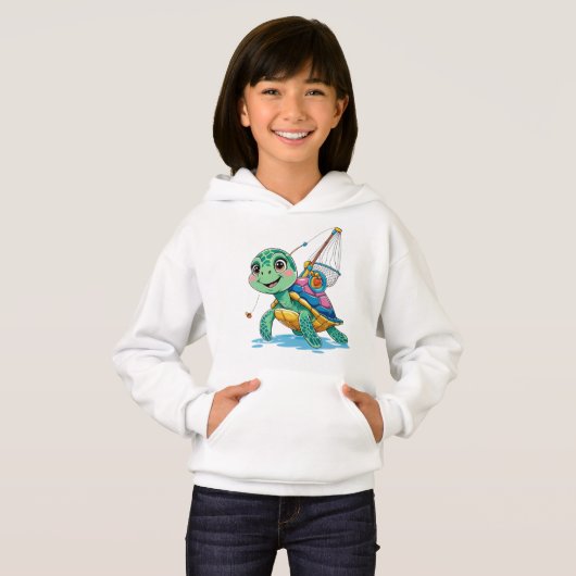 Fishing Turtle – Kids’ Hoodie (正面フル)