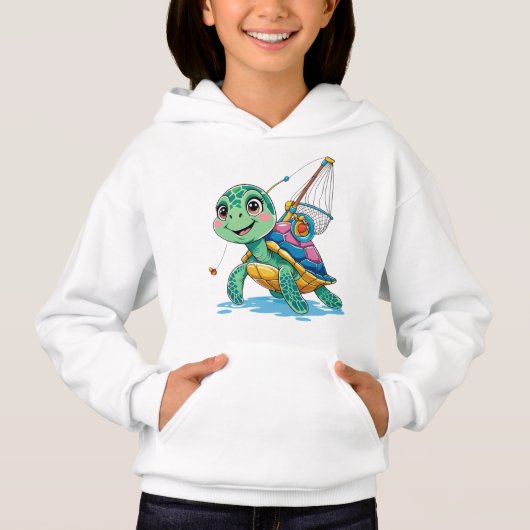 Fishing Turtle – Kids’ Hoodie (正面)