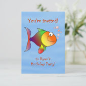 Fishyおもしろい誕生日パーティーの招待 招待状 (スタンド正面)