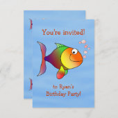 Fishyおもしろい誕生日パーティーの招待 招待状 (正面/裏面)