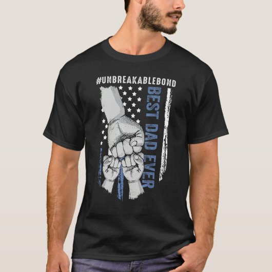 Fist Bump American Flag Dad Best Dad Ever Tシャツ (正面)