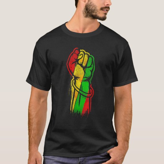Fist Hand Black History Month Afro African Pride M Tシャツ (正面)