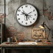 Fist Holding Lightning Bolt Bold Power ラージ壁時計