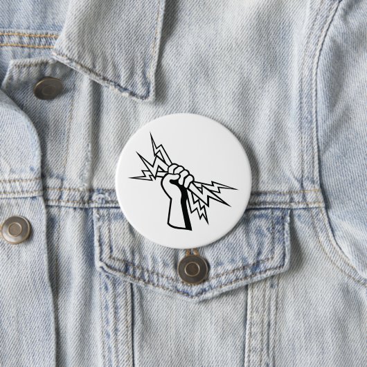 Fist Holding Lightning Bolt Bold Power 缶バッジ (インサイチュ)