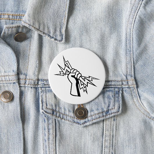 Fist Holding Lightning Bolt Bold Power 缶バッジ