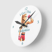Fit Female Boxer Thunder_Cove ラウンド壁時計 (傾斜)