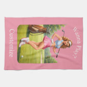 Fit Female Golfer Thunder_Cove キッチンタオル (横)