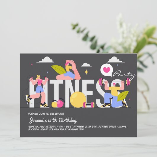 Fitness birthday party 招待状 (スタンド正面)
