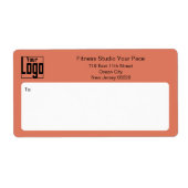Fitness Business Logo Orange Black Shipping ラベル (正面)