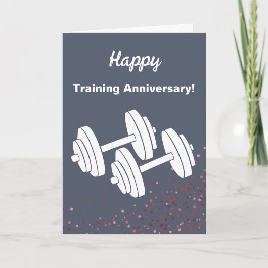 Fitness Dumbbell Happy Training Anniversary カード (正面)