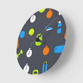 Fitness Gear Workout Pattern ラウンド壁時計 (傾斜)