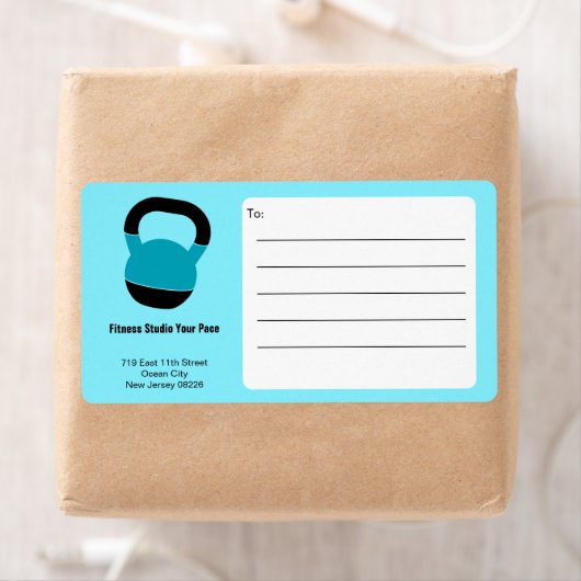 Fitness Kettlebell Electric-Blue Black Shipping ラベル (インサイチュ)