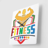 Fitness Lifestyle – Train Hard Stay Strong スクエア壁時計 (傾斜)