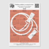 Fitness Logo QR-code Orange 2026 Calendar Magnet (正面)