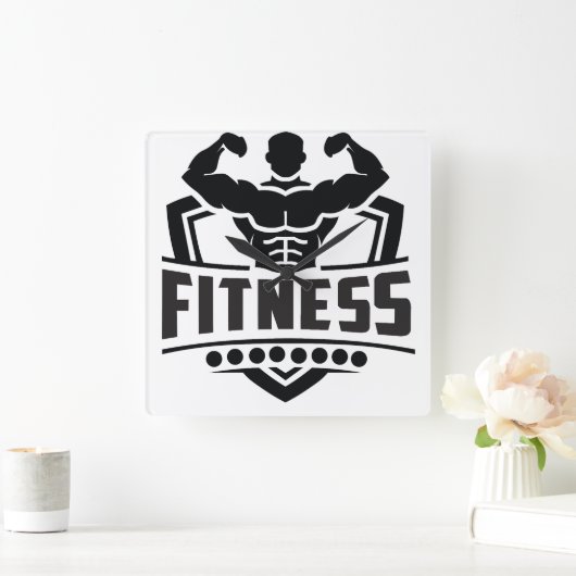 Fitness Motivation Graphic | Strong & Active Life スクエア壁時計 (ホーム)