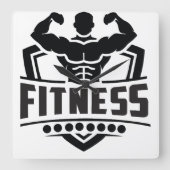 Fitness Motivation Graphic | Strong & Active Life スクエア壁時計 (正面)