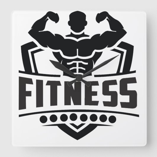 Fitness Motivation Graphic | Strong & Active Life スクエア壁時計 (正面)