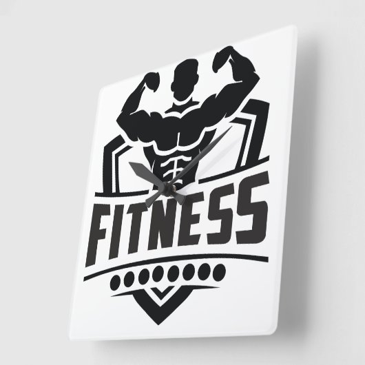 Fitness Motivation Graphic | Strong & Active Life スクエア壁時計 (傾斜)