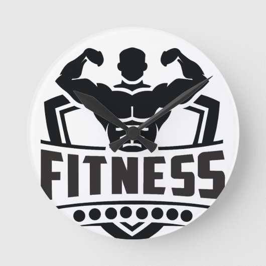 Fitness Motivation Graphic | Strong & Active Life ラウンド壁時計 (正面)