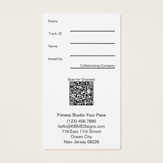 Fitness Starter Orange Black Gift Voucher Card (裏面)