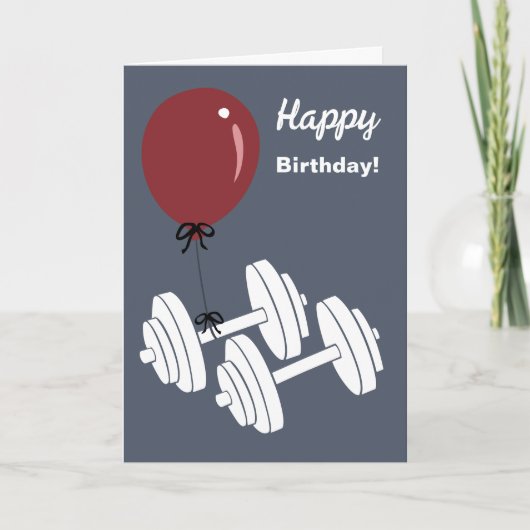 Fitness Studio Dumbbell & Balloon Happy Birthday カード (正面)