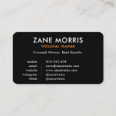 Fitness Trainer Photo QR Code Black & White  名刺 (裏面)