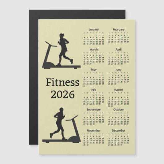 Fitness Treadmill 2026 Calendar Magnetic Card (正面/裏面)
