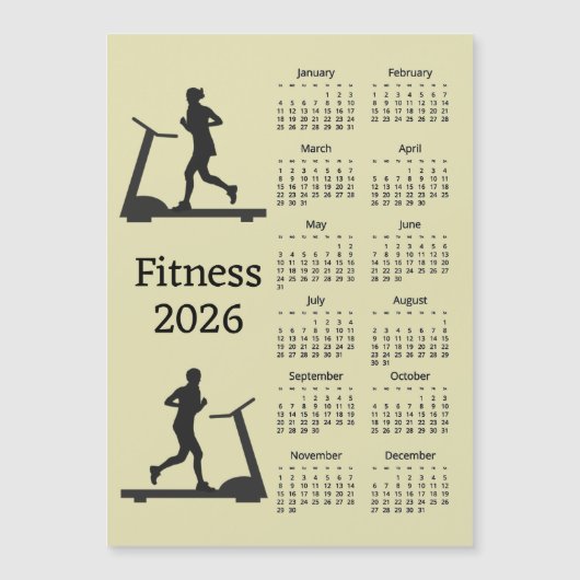 Fitness Treadmill 2026 Calendar Magnetic Card (正面)