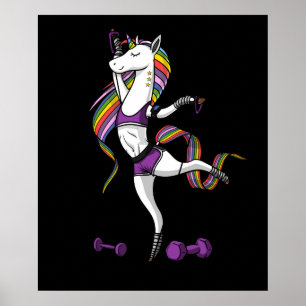Fitness Unicorn Gym Workout Exercising Training ポスター