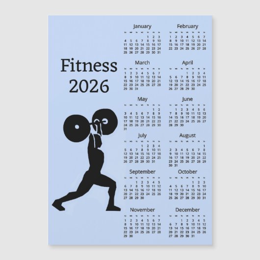 Fitness Weight Lifting 2026 Calendar Magnetic Card (正面)