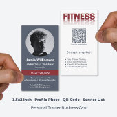 Fitness Word Logo Grey Red Personal Trainer 名刺