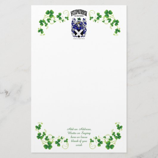 Fitzpatrickの頭の付いたノート文房具 便箋 (正面)