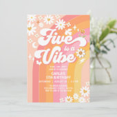 FIVEはバイブ ピンクピーチ 5歳のグルービーな誕生日 招待状 (スタンド正面)