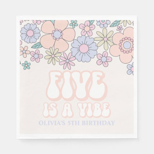 FIVEはヴィベレトロパステルフローラ5th birthday スタンダードランチョンナプキン (正面)