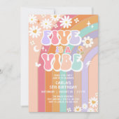 FIVEはVibeデイジーレインボーグルーヴィー5誕生日 招待状 (正面)