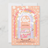 FIVEはVibeデイジーGroovy第5誕生日 招待状 (正面)