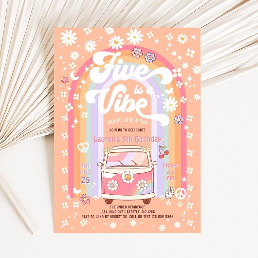 FIVEはVibeデイジーGroovy第5誕生日 招待状