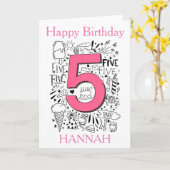 FIVE age 5th green birthday card カード (黄色い花)