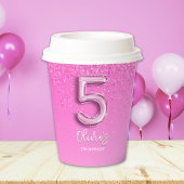 "Five and Fabulous Paper – Pink Glitter Birthay 紙コップ