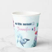 Five Blue Mermaid Girlsに飛び込む5誕生日 紙コップ (裏面)