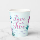 Five Blue Mermaid Girlsに飛び込む5誕生日 紙コップ (正面)