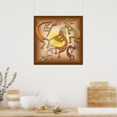 Five Brown Kokopellis ポスター (キッチン)