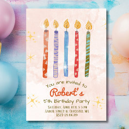 Five Candle Kids 5th Birthday Party招待 招待状