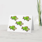 Five Cartoon Green Fish Greeting Card カード (正面)