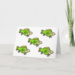 Five Cartoon Green Fish Greeting Card カード