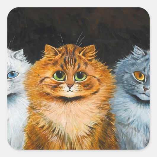 Five Cats by Louis Wain スクエアシール (正面)