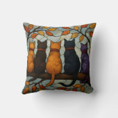Five Cats on a Tree Branch Stained Glass Style クッション (裏面)