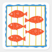 Five Fish sticker スクエアシール (正面)